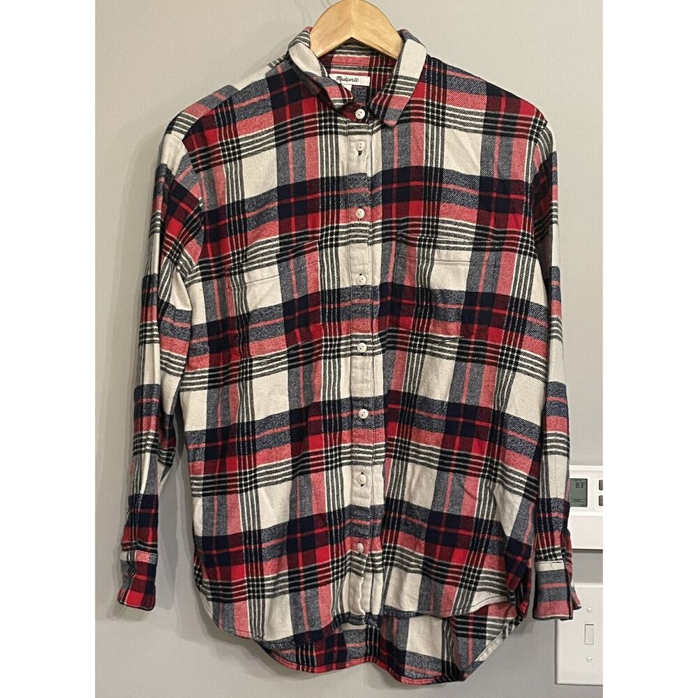 Madewell Top Plaid Ex Boyfriend So Soft Flannel Button Shirt Womens S